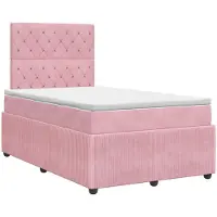 vidaXL Lit boxspring avec matelas avec tête de lit rose 120 x 190 cm velours