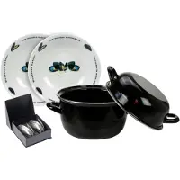 Cookinglife Service à moules - Marmite à moules ø 24 cm (Induction) avec Assiettes à moules & Couverts Anovi - 2 Personnes