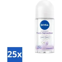 Nivea - Déodorant à bille - Fresh Sensation - Anti-transpirant 72 heures - 50 ml - Pack avantage - 25 pièces