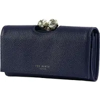 Ted Baker Cuir porte-monnaie Roosali Rose Detail Leather Large Bobble Purse Dk -Blue bleu marine