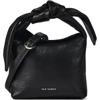 Ted Baker Cuir sac à épaule bandoulière sac à main Niyal Soft Knot Bow Leather Crossbody Bag Black noir