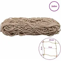 vidaXL Filet de soutien en jute pour plantes Naturel 2 x 5 m