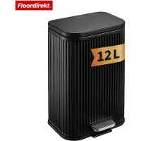 Floordirekt Poubelle Miles – Poubelle à pédale avec couvercle à fermeture douce et seau intérieur amovible – Noir – 12 litres