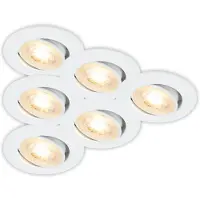 Briloner BESI Set de 6 spots LED encastrables 230V, orientables, couleur de lumière blanc chaud, blanc, Ø8 x 3,2 cm