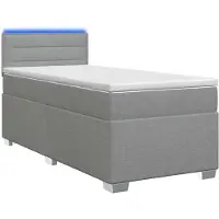 vidaXL Lit à lattes avec sommier et matelas, gris clair, une place, revêtement en tissu