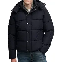 Superdry pour homme. M5012429A Manteau à capuche Premium noir (L), Casuel, Polister recyclé