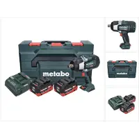 Metabo Clé à chocs sans fil SSW 18 LTX 1750 BL, 18 V, 1750 Nm, 3/4", sans balais, avec 2 batteries de 10,0 Ah, un chargeur et une mallette MetaBox
