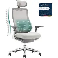 COLAMY Chaise de bureau avec accoudoirs 4D et siège réglable avant-arrière, confort optimal pour travail intensif - Gris claire