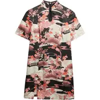 Superdry Robe écru / rose ancienne / rouge orangé / noir