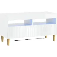 vidaXL Meuble TV LED, blanc brillant, en panneaux de particules