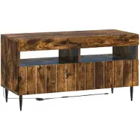 vidaXL Meuble TV LED en bois imitation chêne fumé