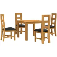 vidaXL , ensemble de salle à manger, 5 pièces, bois massif chêne, couleur noire