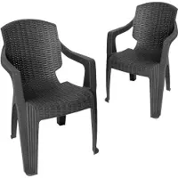 Garronda , lot de 2 chaises de jardin empilables, aspect rotin, modèle GD-0254, couleur anthracite