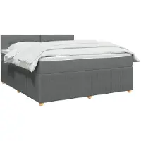 vidaXL Lit boxspring avec matelas gris foncé 140 x 190 cm Tissu