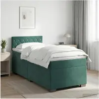 vidaXL Lit boxspring avec matelas vert foncé 100 x 200 cm velours
