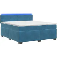 vidaXL Lit à lattes avec sommier, matelas et éclairage LED bleu, 140 x 190 cm, revêtement en velours