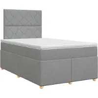 vidaXL Lit boxspring avec matelas gris clair 120 x 190 cm Tissu