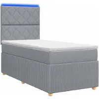 vidaXL LED Lit boxspring avec matelas gris clair 90 x 200 cm Tissu