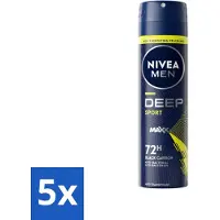 Nivea MEN - Déodorant Spray - Deep Sport - 150 ml - Vorteilspack - 5 Stücke