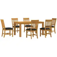 vidaXL , ensemble de salle à manger, 7 pièces, bois massif chêne, noir