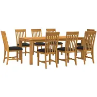 vidaXL Ensemble de salle à manger , 9 pièces, noir, bois massif chêne