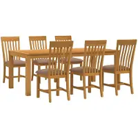 vidaXL Ensemble de salle à manger , 7 pièces, gris, bois massif chêne