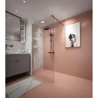 Adema Dawn Douche à l'italienne - 80x200cm - profil mural - barre de stabilisation - verre clair - or mat