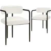 Puluomis Chaise de salle à manger avec accoudoirs (lot de 2), Chaise de cuisine ergonomique avec assise rembourrée, revêtement en Teddyfleece, capacité de charge 120kg blanc