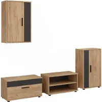 Vicco Meuble-paroi Berno Chêne doré/Anthracite Lot de 4 pièces, Model 59207