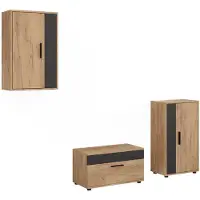 Vicco Meuble-paroi Berno Chêne doré/Anthracite Lot de 3 pièces, Model 59208