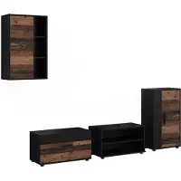 Vicco Meuble-paroi Berno Noir/Oldstyle Lot de 4 pièces, Model 59234