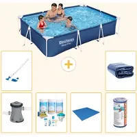 Bestway Steel Pro, piscine rectangulaire - 300x201x66 cm - Composée de 7 pièces - Modèle S21572