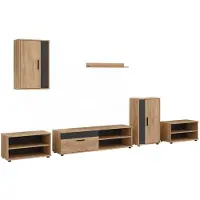 Vicco Meuble-paroi Berno Chêne doré/Anthracite Lot de 6 pièces, Model 59205