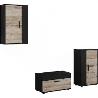 Vicco Meuble-paroi Berno Noir/Sable Chêne Lot de 3 pièces, Model 59224