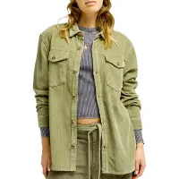 Roxy - Chemise en velours côtelé - Let It Go Cord Shirt Oil Green pour Femme en Coton - Taille L - Kaki