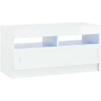 vidaXL : Meuble TV LED, 5 pièces, blanc brillant, fabriqué en bois composite