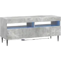 vidaXL Étagère LED pour télévision, 3 pièces, gris béton, matériau de bois