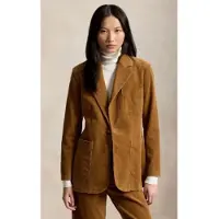 Ralph Lauren pour femme. 211B17221002 Blazer en velours côtelé beige à boutonnage simple (40), Casuel, Coton