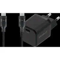BlueBuilt Chargeur Power Delivery 30 W + Câble USB-C 1,5 m Nylon Noir