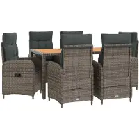 vidaXL Ensemble de 7 tables d'extérieur , gris clair et gris foncé