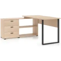 Selsey Odelis - Bureau d'angle avec 3 tiroirs, imitation bois chêne, 167 cm