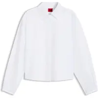 HUGO pour femme. 50572062 Chemisier Endeka blanc (36), Casuel, Coton, Manche longue