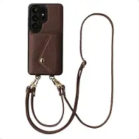 Selencia Coque de télephone Sera avec cordon et porte-cartes enveloppe pour Samsung Galaxy S26 Ultra - Chocolate Brown