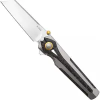 Kizer Cutlery Couteau pliant Staff S45VN, Light Gray Titanium & Carbon Fiber, Satin