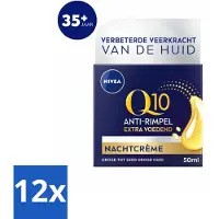 Nivea - Crème de Nuit - Q10 Extra Nourrissant - Pour Peaux Sèches - Anti-Rides - Avec Créatine - 50 ml - Pack Avantage - 12 pièces