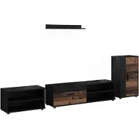 Vicco Meuble-paroi Berno Noir/Oldstyle Lot de 4 pièces, Model 59230