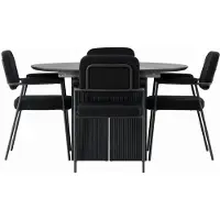 Ebuy24 Yesterday ensemble pour salle à manger table à manger avec rallonge noir 4 chaises bouclé noir.