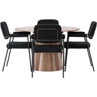 Ebuy24 Lanzo ensemble pour salle à manger table à manger naturel 4 chaises bouclé noir.