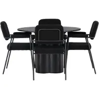 Ebuy24 Olivia ensemble pour salle à manger table à manger noir 4 chaises bouclé noir.