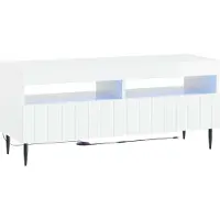 vidaXL Meuble TV LED, blanc brillant, en panneaux de particules